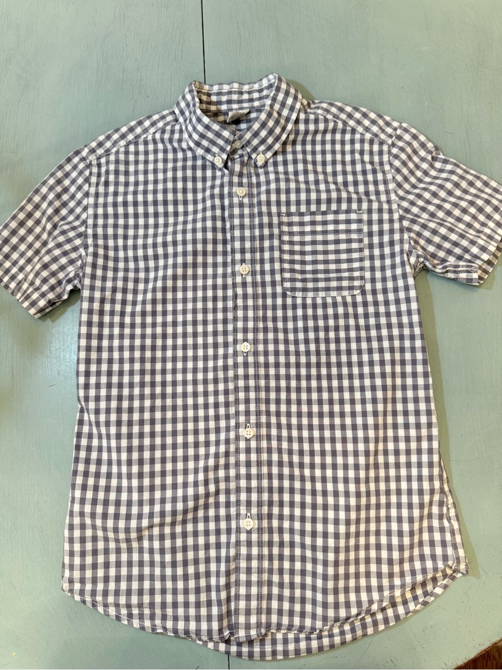 Crewcuts Gray and White Check Button-Down Shirt